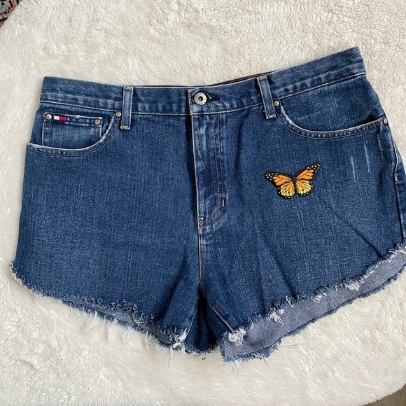 Tommy Hilfiger Pants - Tommy Hilfiger Denim Butterfly Patch Cut off Shorts